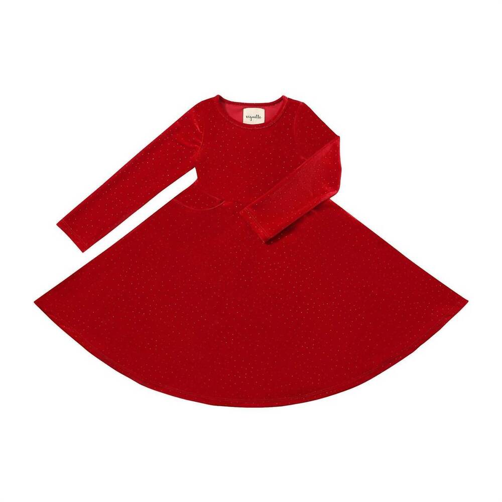 NEW VIGNETTE girl's merilee dress in red sparkle